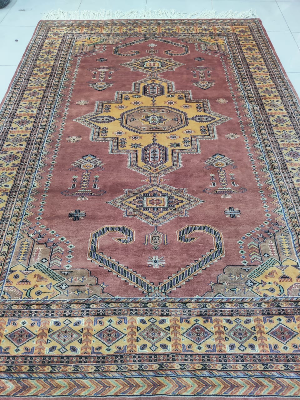 6x9 Copper Geometric Handmade Cotton & Wool Silk Touch Rug | Premium Luxury Area Rug