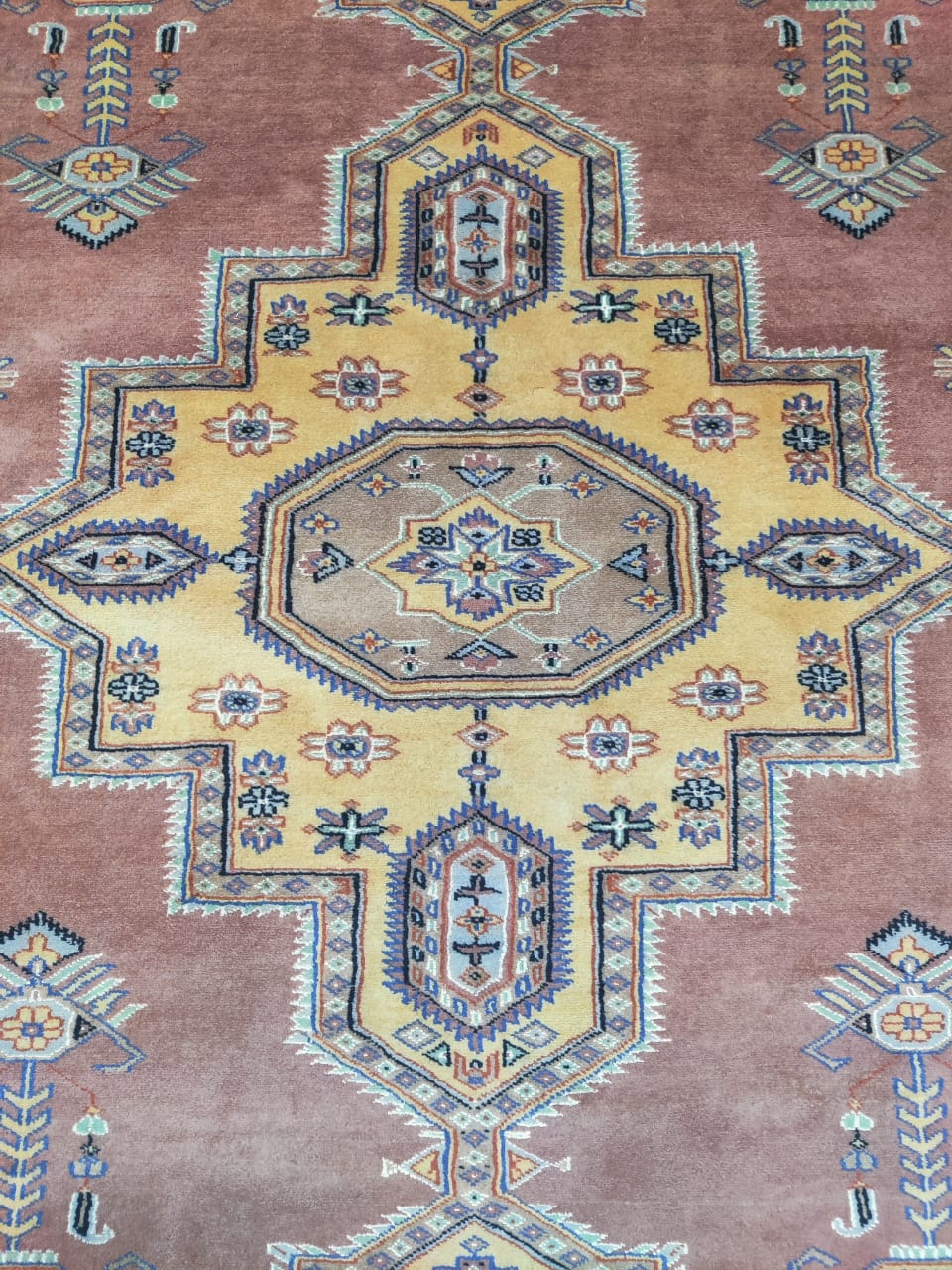6x9 Copper Geometric Handmade Cotton & Wool Silk Touch Rug | Premium Luxury Area Rug