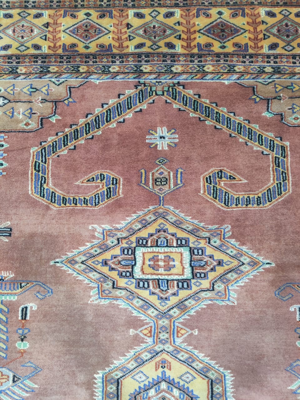 6x9 Copper Geometric Handmade Cotton & Wool Silk Touch Rug | Premium Luxury Area Rug