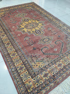 6x9 Copper Geometric Handmade Cotton & Wool Silk Touch Rug | Premium Luxury Area Rug