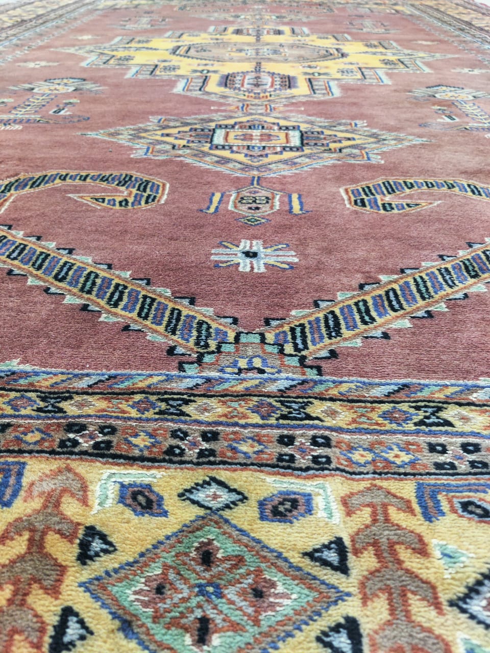 6x9 Copper Geometric Handmade Cotton & Wool Silk Touch Rug | Premium Luxury Area Rug