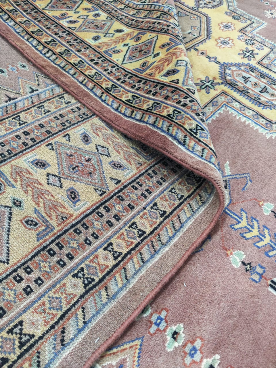 6x9 Copper Geometric Handmade Cotton & Wool Silk Touch Rug | Premium Luxury Area Rug