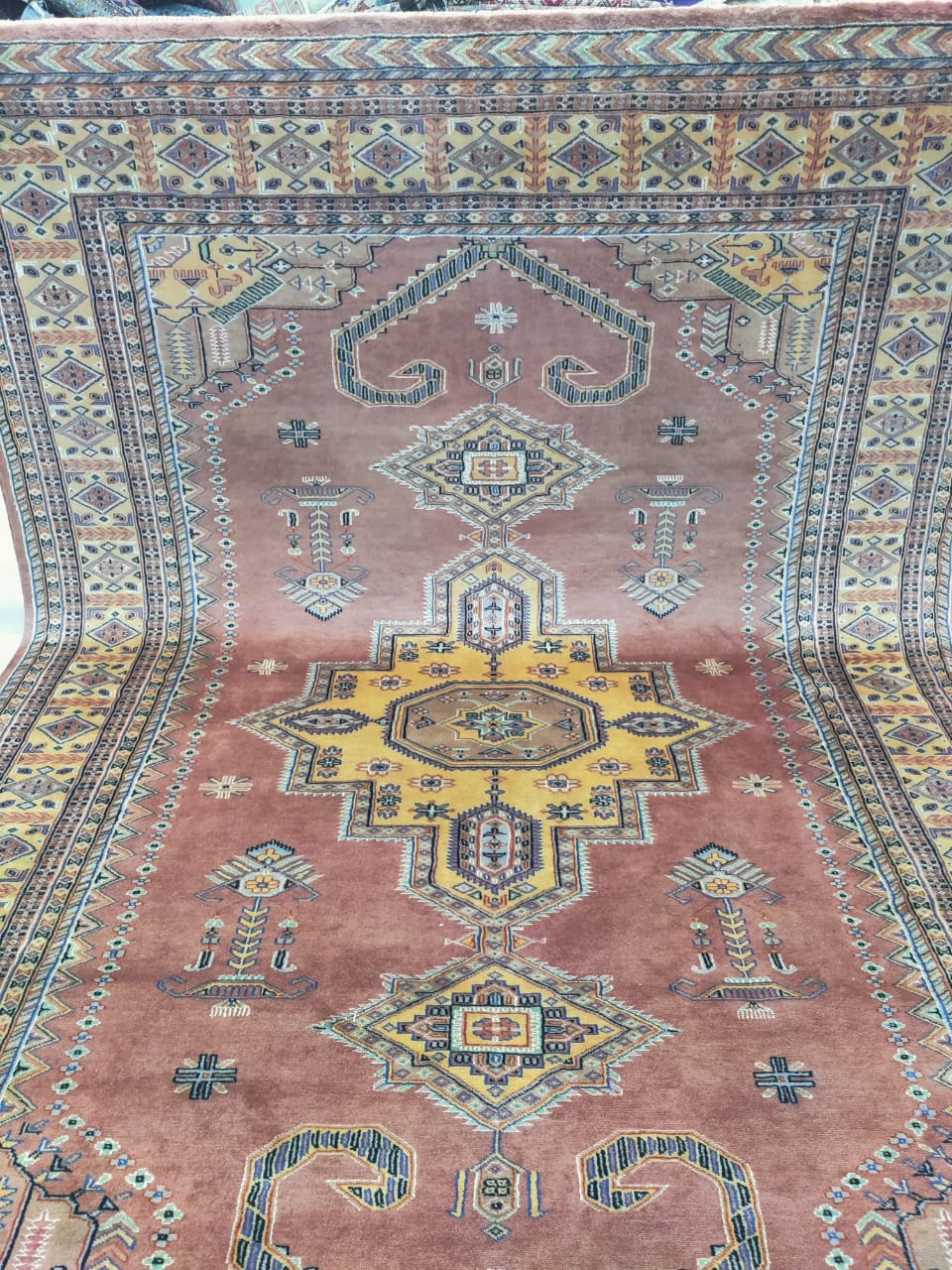 6x9 Copper Geometric Handmade Cotton & Wool Silk Touch Rug | Premium Luxury Area Rug