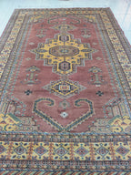 6x9 Copper Geometric Handmade Cotton & Wool Silk Touch Rug | Premium Luxury Area Rug