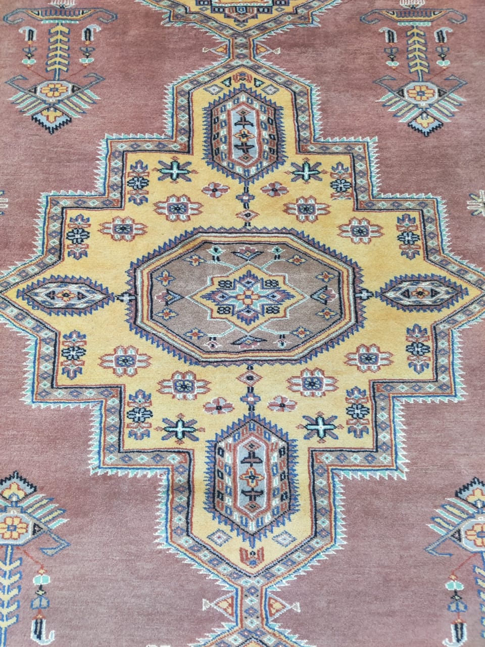 6x9 Copper Geometric Handmade Cotton & Wool Silk Touch Rug | Premium Luxury Area Rug