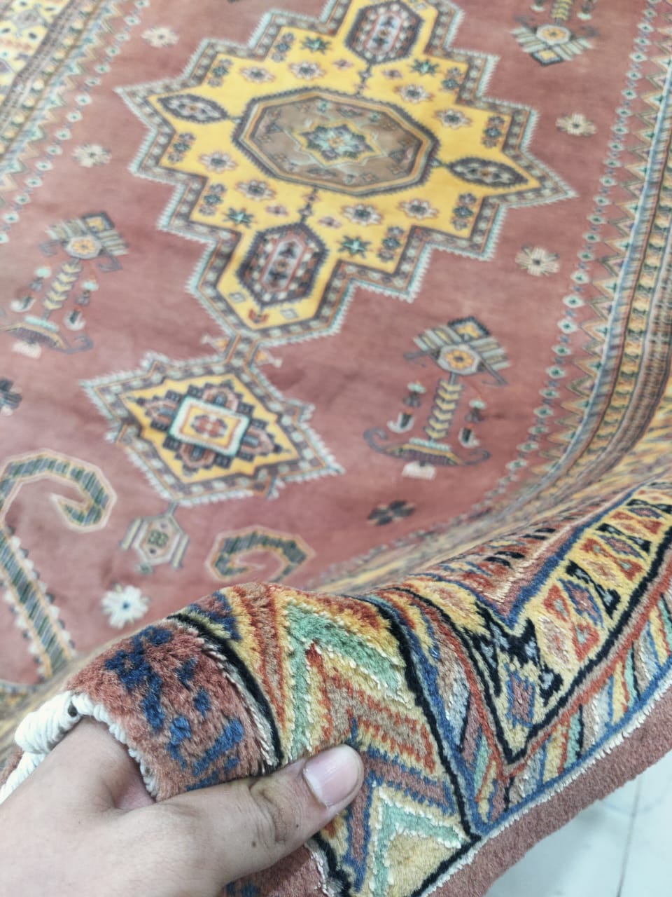 6x9 Copper Geometric Handmade Cotton & Wool Silk Touch Rug | Premium Luxury Area Rug