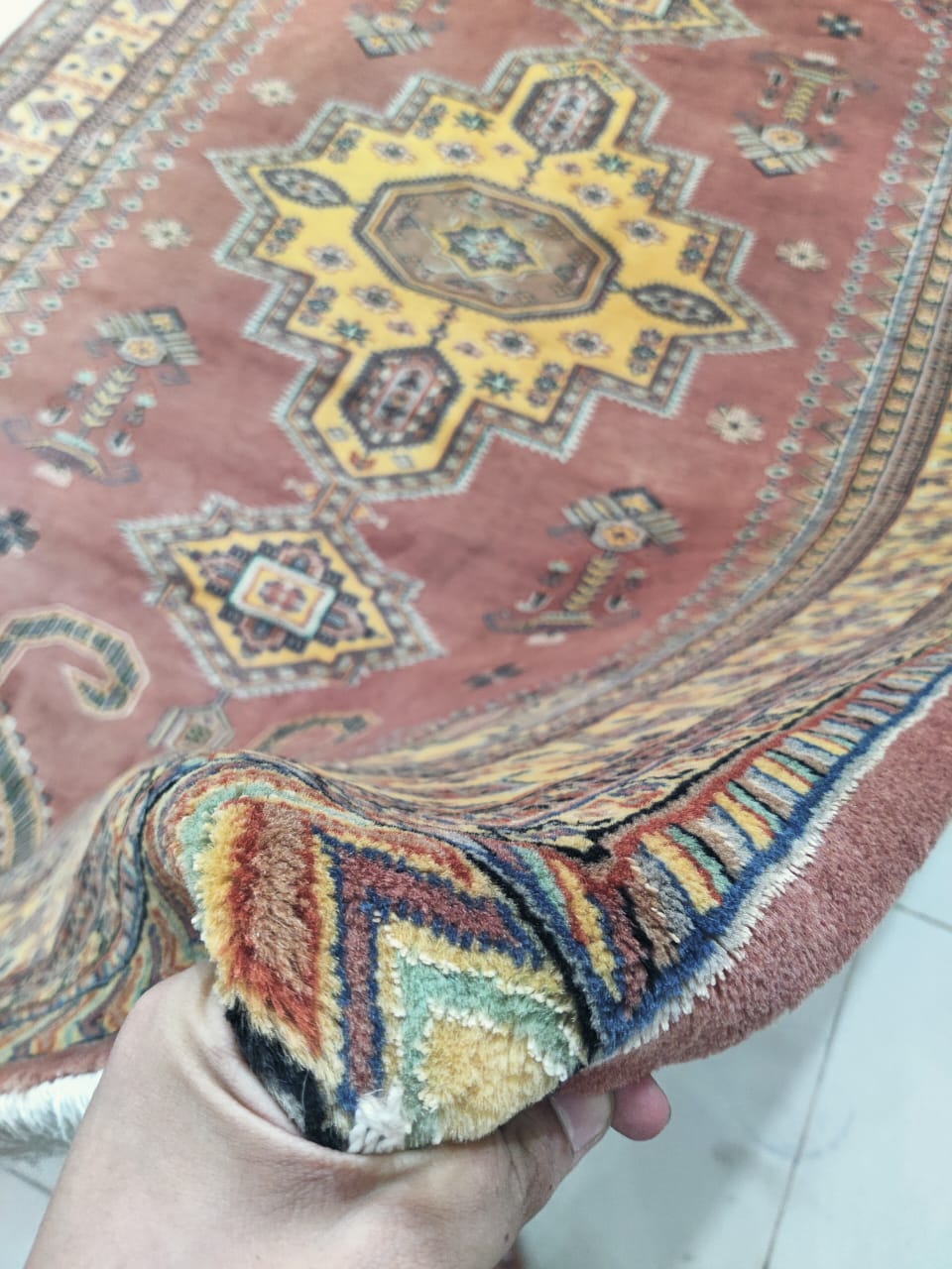 6x9 Copper Geometric Handmade Cotton & Wool Silk Touch Rug | Premium Luxury Area Rug