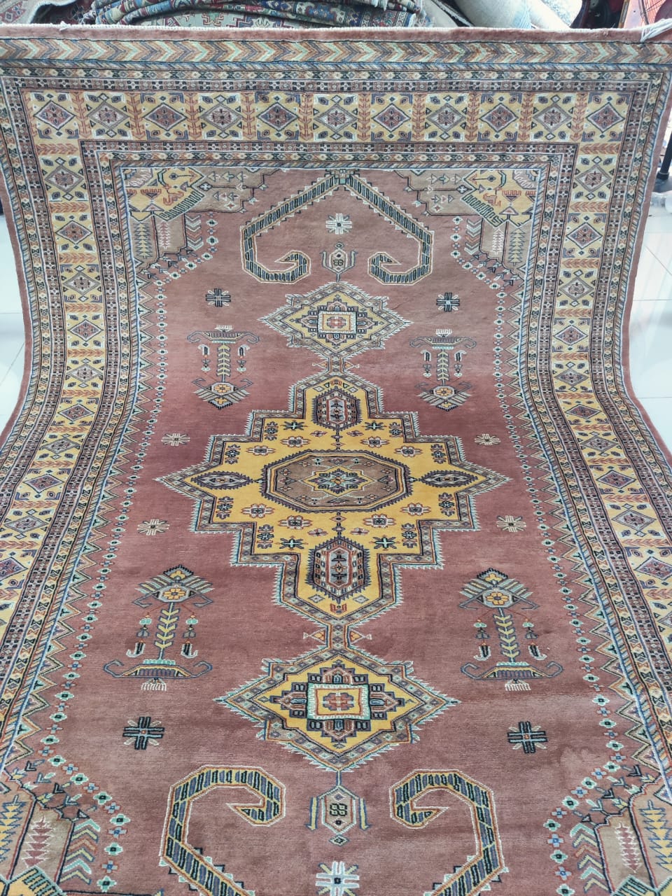 6x9 Copper Geometric Handmade Cotton & Wool Silk Touch Rug | Premium Luxury Area Rug