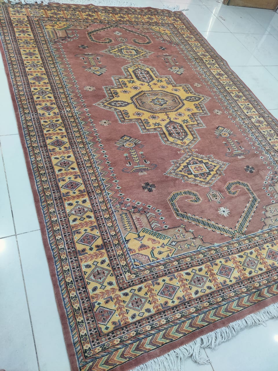 6x9 Copper Geometric Handmade Cotton & Wool Silk Touch Rug | Premium Luxury Area Rug