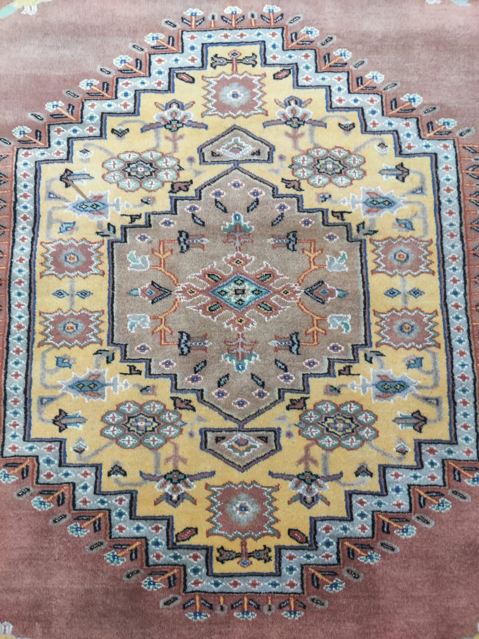 7x10 Handmade Kafkazi Rug Copper Azo Free – Geometric Wool, Cotton & Silk Touch Area Rug