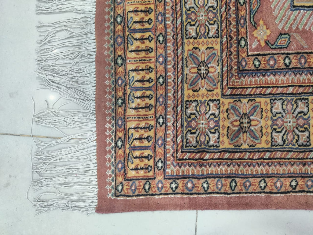 7x10 Handmade Kafkazi Rug Copper Azo Free – Geometric Wool, Cotton & Silk Touch Area Rug
