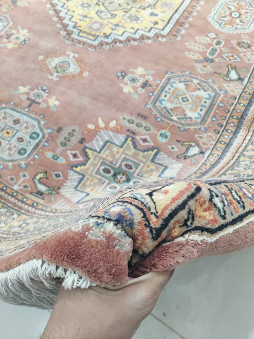 7x10 Handmade Kafkazi Rug Copper Azo Free – Geometric Wool, Cotton & Silk Touch Area Rug