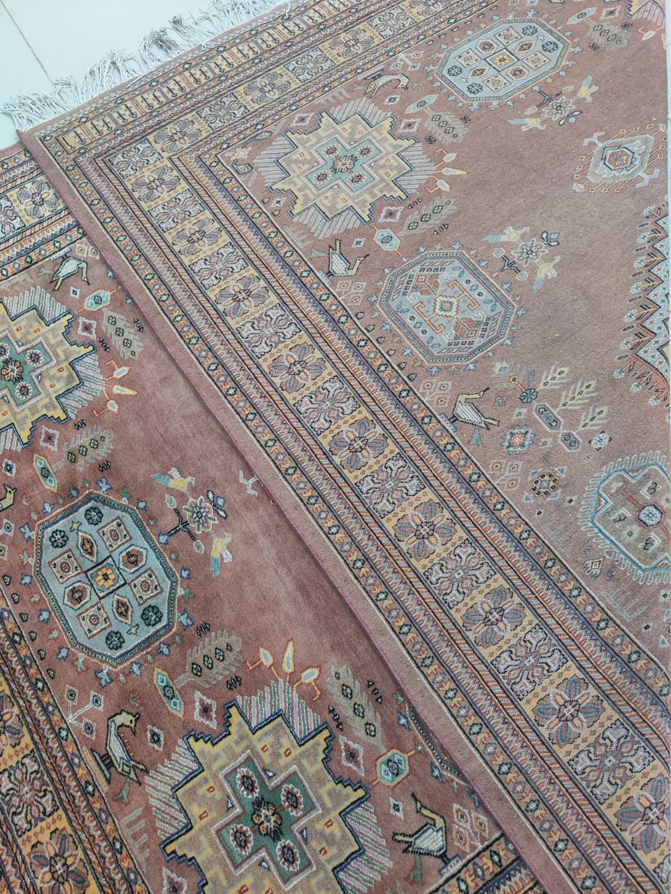7x10 Handmade Kafkazi Rug Copper Azo Free – Geometric Wool, Cotton & Silk Touch Area Rug