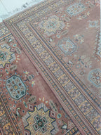 7x10 Handmade Kafkazi Rug Copper Azo Free – Geometric Wool, Cotton & Silk Touch Area Rug