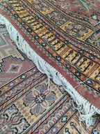 7x10 Handmade Kafkazi Rug Copper Azo Free – Geometric Wool, Cotton & Silk Touch Area Rug