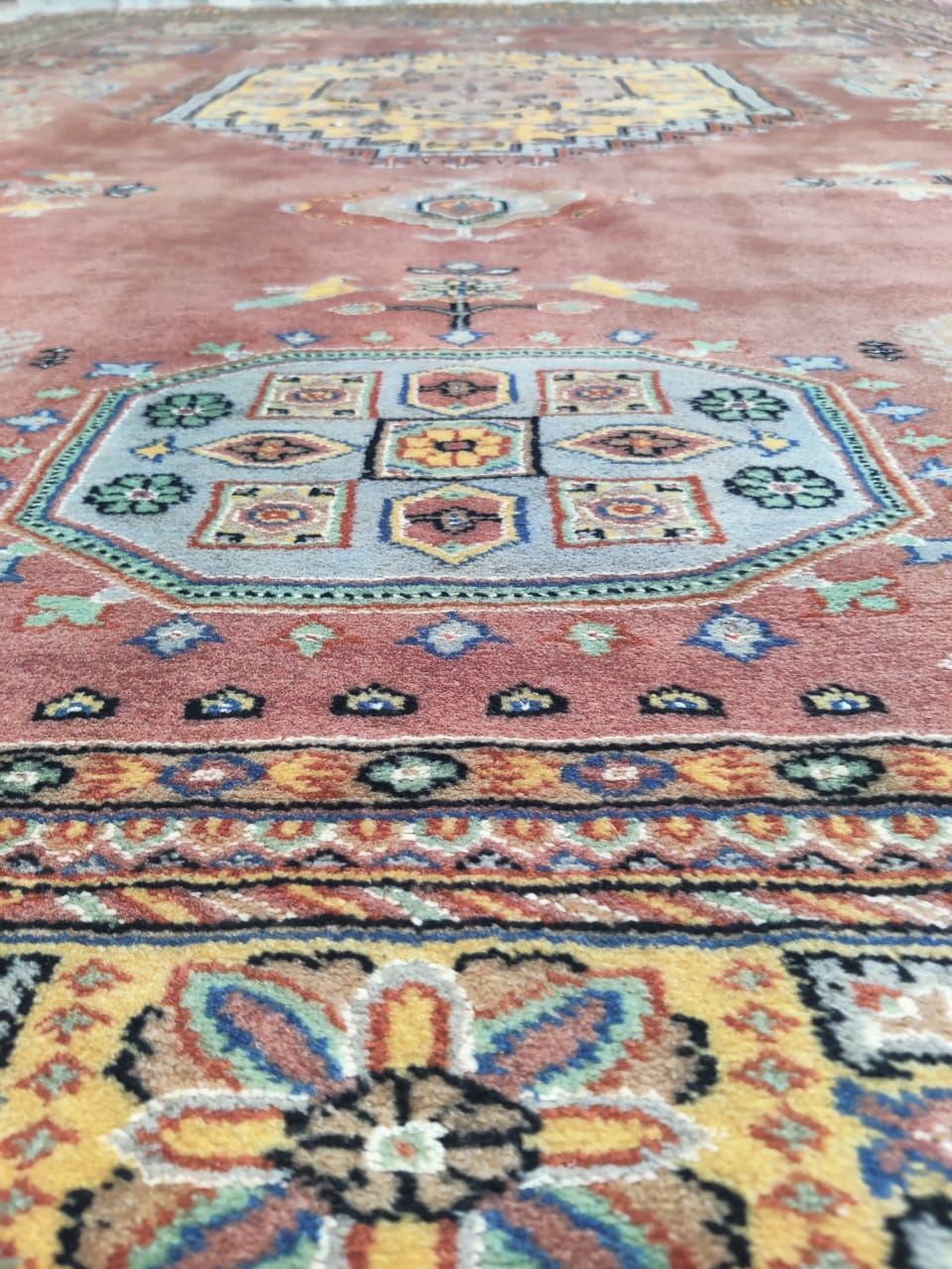 7x10 Handmade Kafkazi Rug Copper Azo Free – Geometric Wool, Cotton & Silk Touch Area Rug