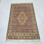 4x6 Traditional Handmade Kafkazi Rug Copper – Geometric Wool, Cotton & Silk Touch Area Rug
