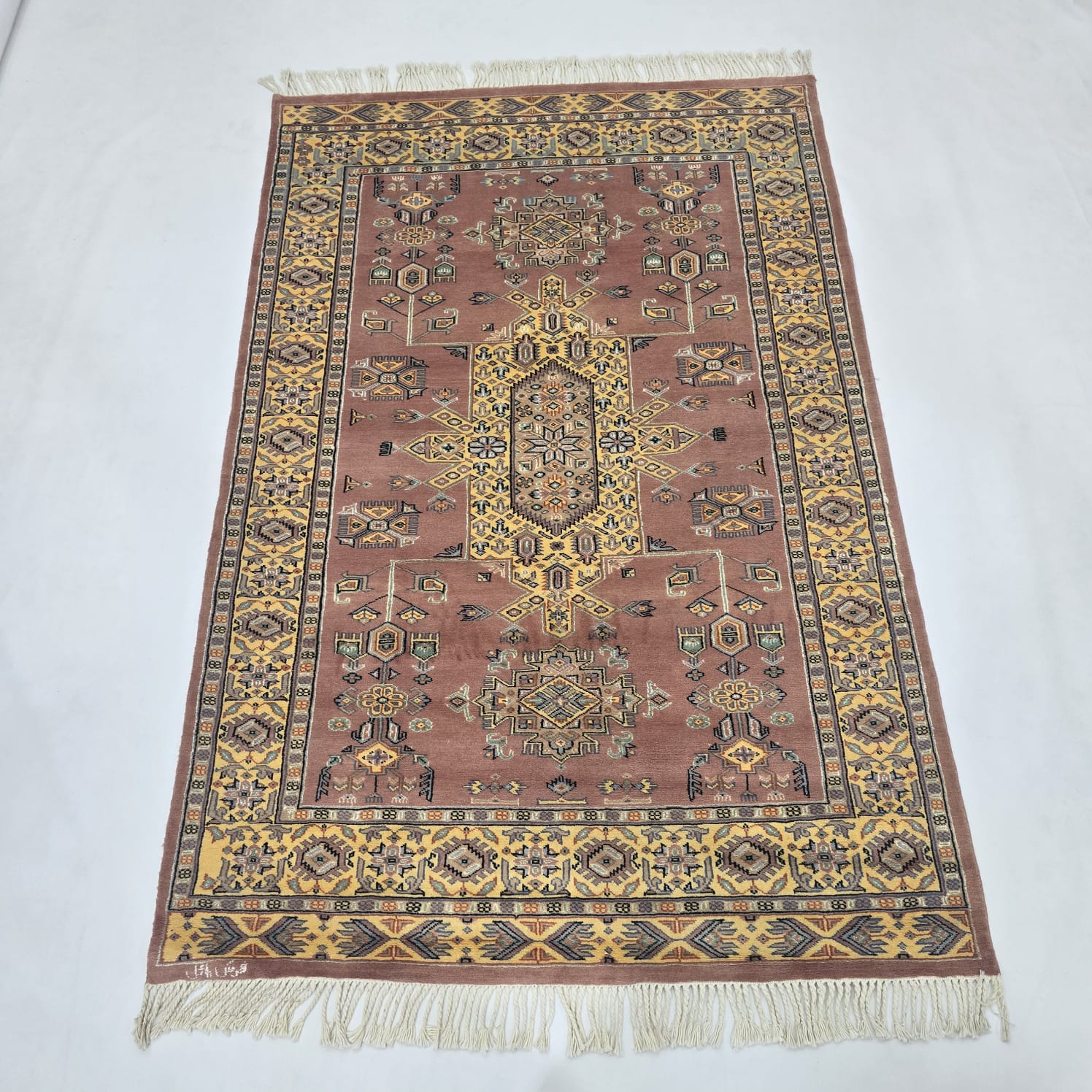 4x6 Traditional Handmade Kafkazi Rug Copper – Geometric Wool, Cotton & Silk Touch Area Rug