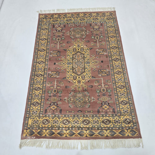 4x6 Traditional Handmade Kafkazi Rug Copper – Geometric Wool, Cotton & Silk Touch Area Rug