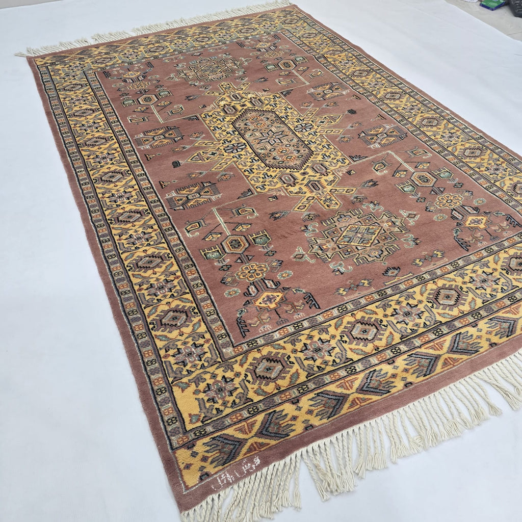 4x6 Traditional Handmade Kafkazi Rug Copper – Geometric Wool, Cotton & Silk Touch Area Rug