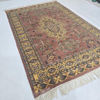 4x6 Traditional Handmade Kafkazi Rug Copper – Geometric Wool, Cotton & Silk Touch Area Rug