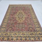 4x6 Traditional Handmade Kafkazi Rug Copper – Geometric Wool, Cotton & Silk Touch Area Rug