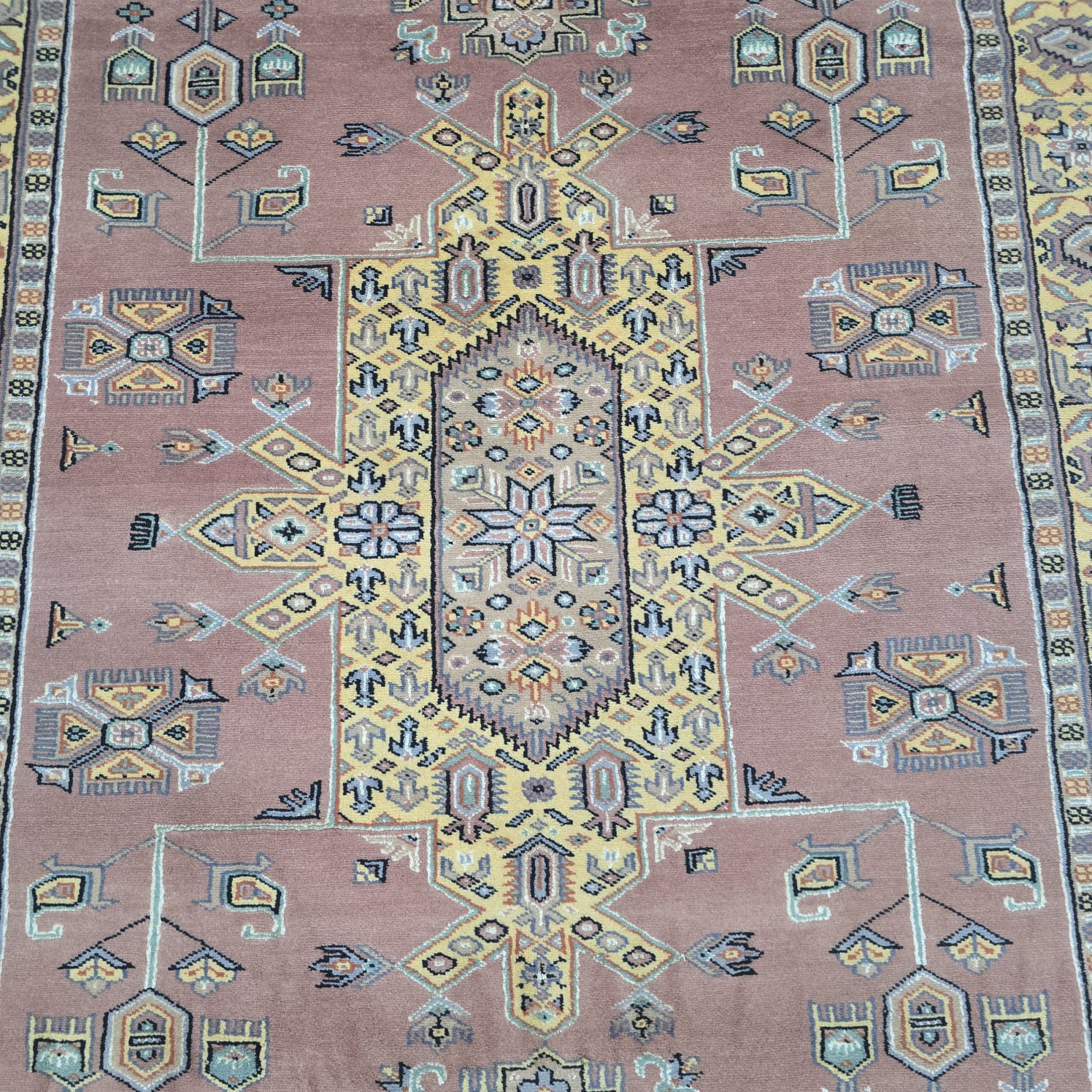 4x6 Traditional Handmade Kafkazi Rug Copper – Geometric Wool, Cotton & Silk Touch Area Rug