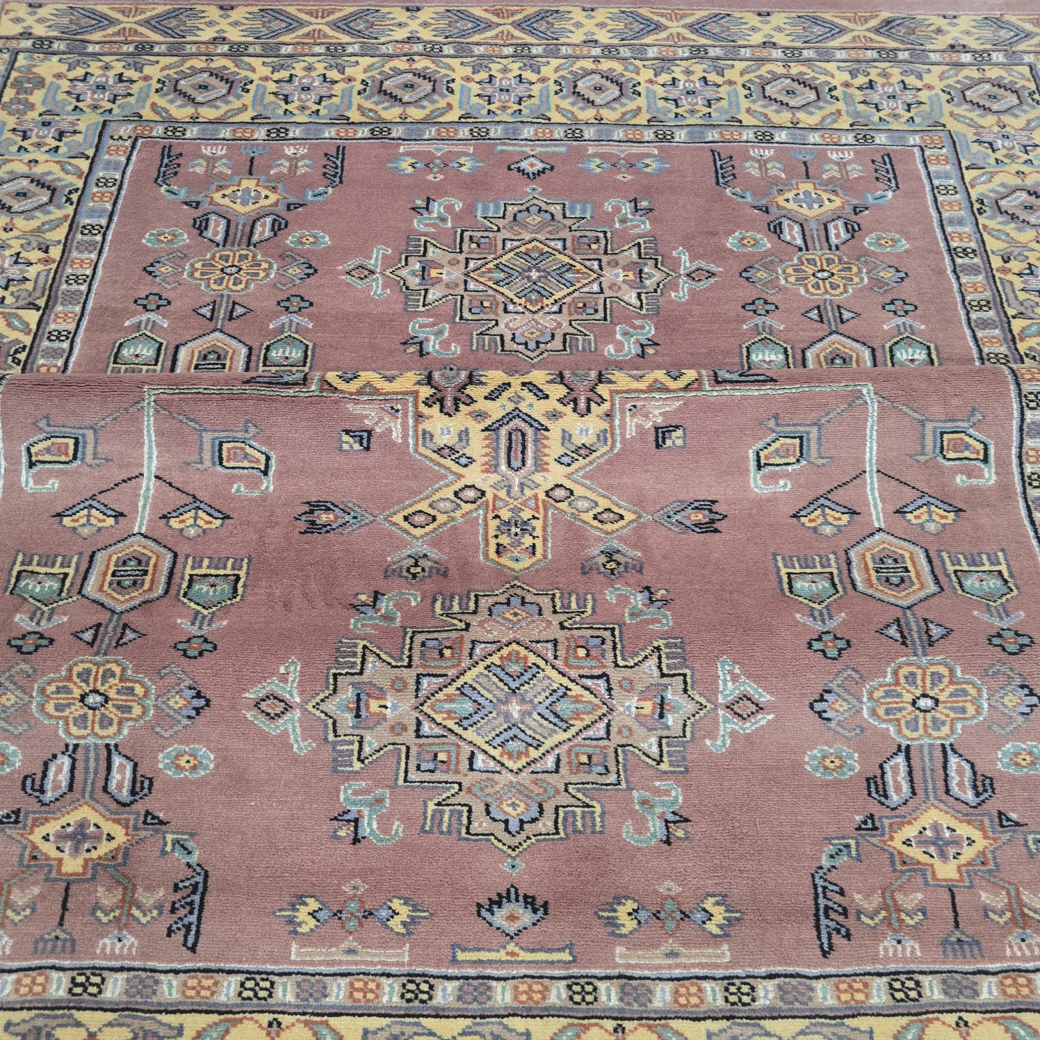4x6 Traditional Handmade Kafkazi Rug Copper – Geometric Wool, Cotton & Silk Touch Area Rug