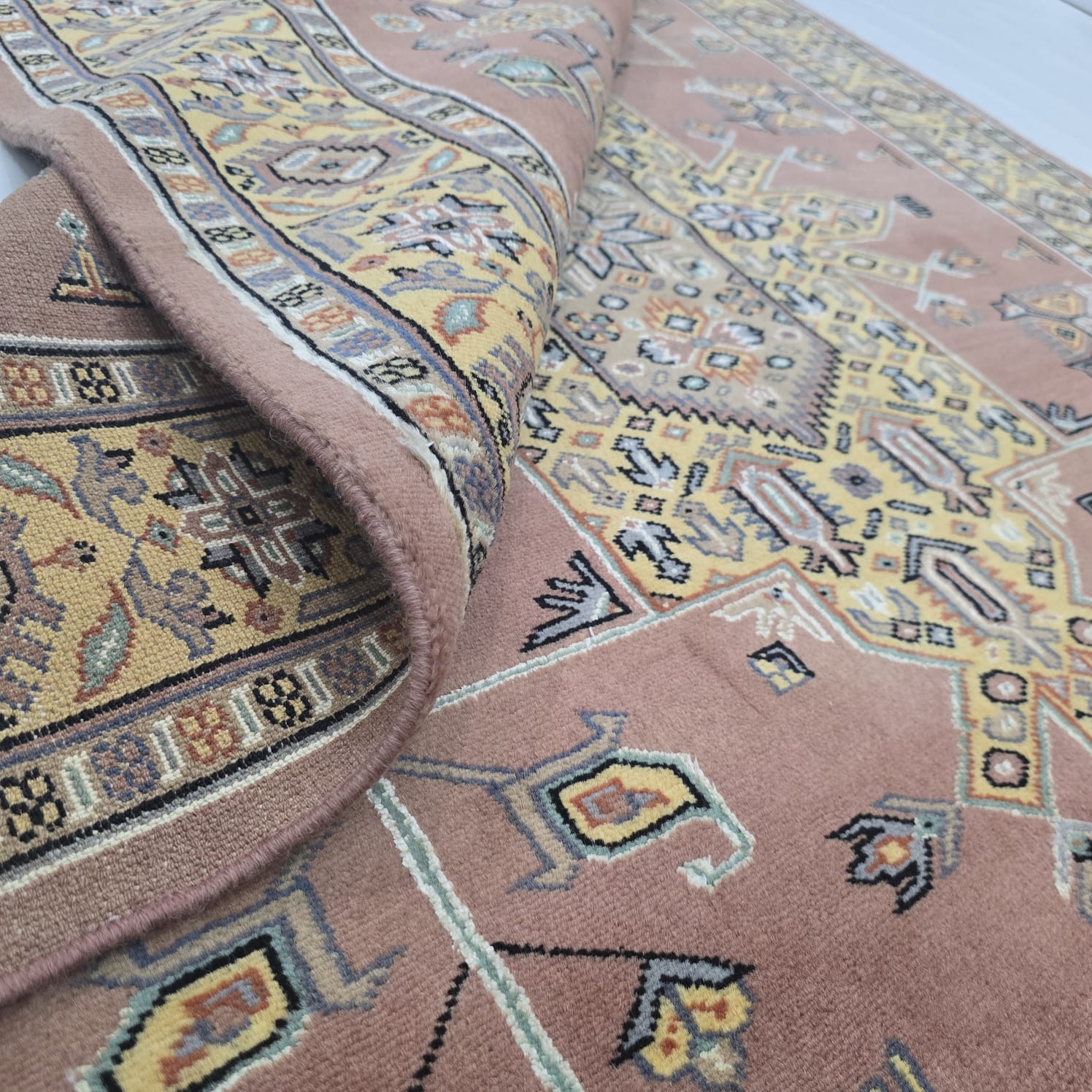 4x6 Traditional Handmade Kafkazi Rug Copper – Geometric Wool, Cotton & Silk Touch Area Rug