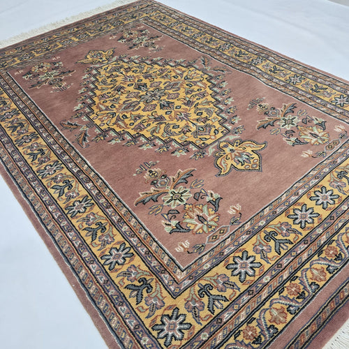 4x6 Copper Handmade Kafkazi Area Rug – Geometric Wool, Cotton & Silk Touch Carpet