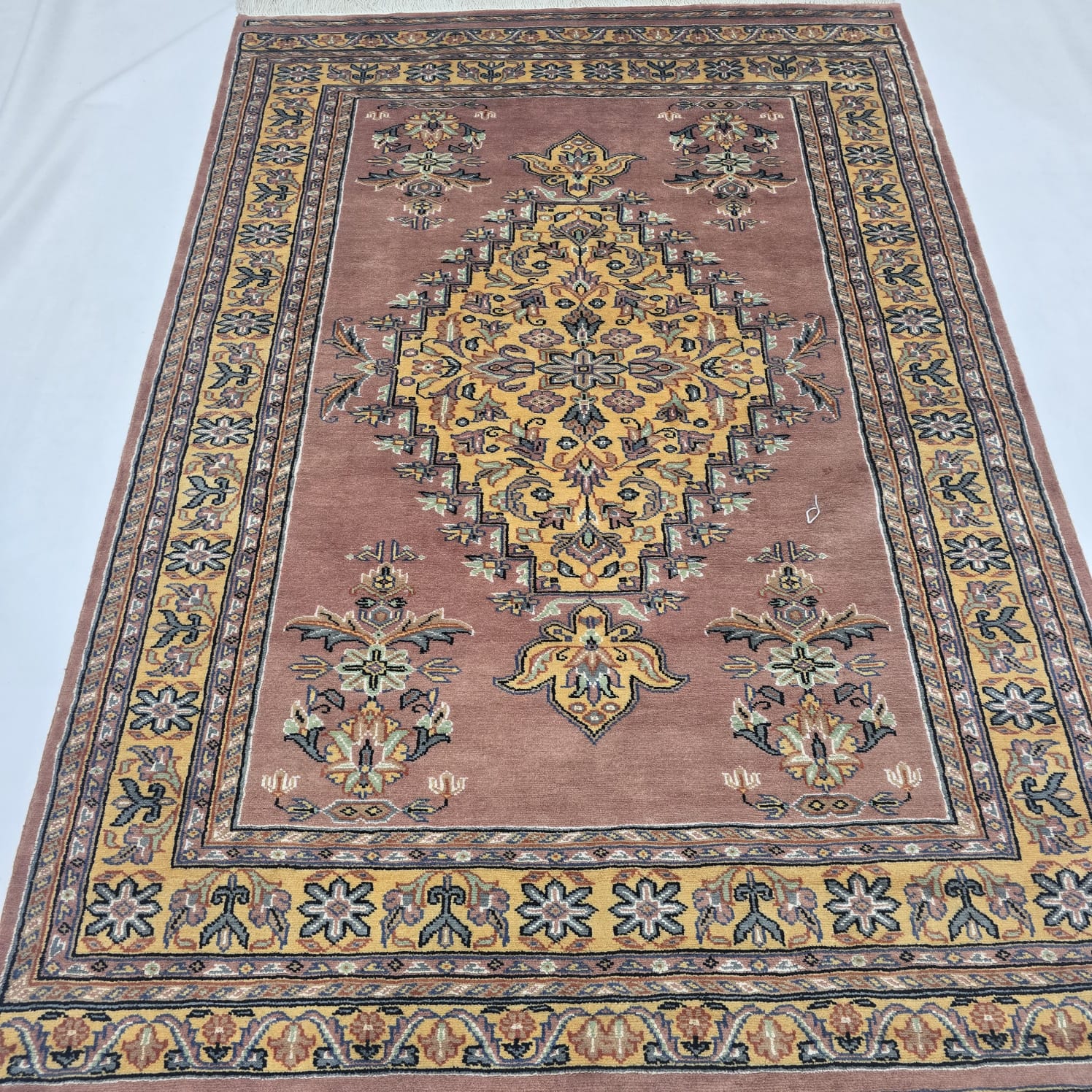 4x6 Copper Handmade Kafkazi Area Rug – Geometric Wool, Cotton & Silk Touch Carpet