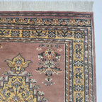 4x6 Copper Handmade Kafkazi Area Rug – Geometric Wool, Cotton & Silk Touch Carpet