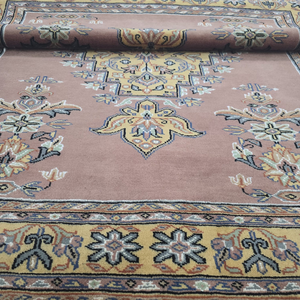 4x6 Copper Handmade Kafkazi Area Rug – Geometric Wool, Cotton & Silk Touch Carpet