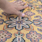 4x6 Copper Handmade Kafkazi Area Rug – Geometric Wool, Cotton & Silk Touch Carpet