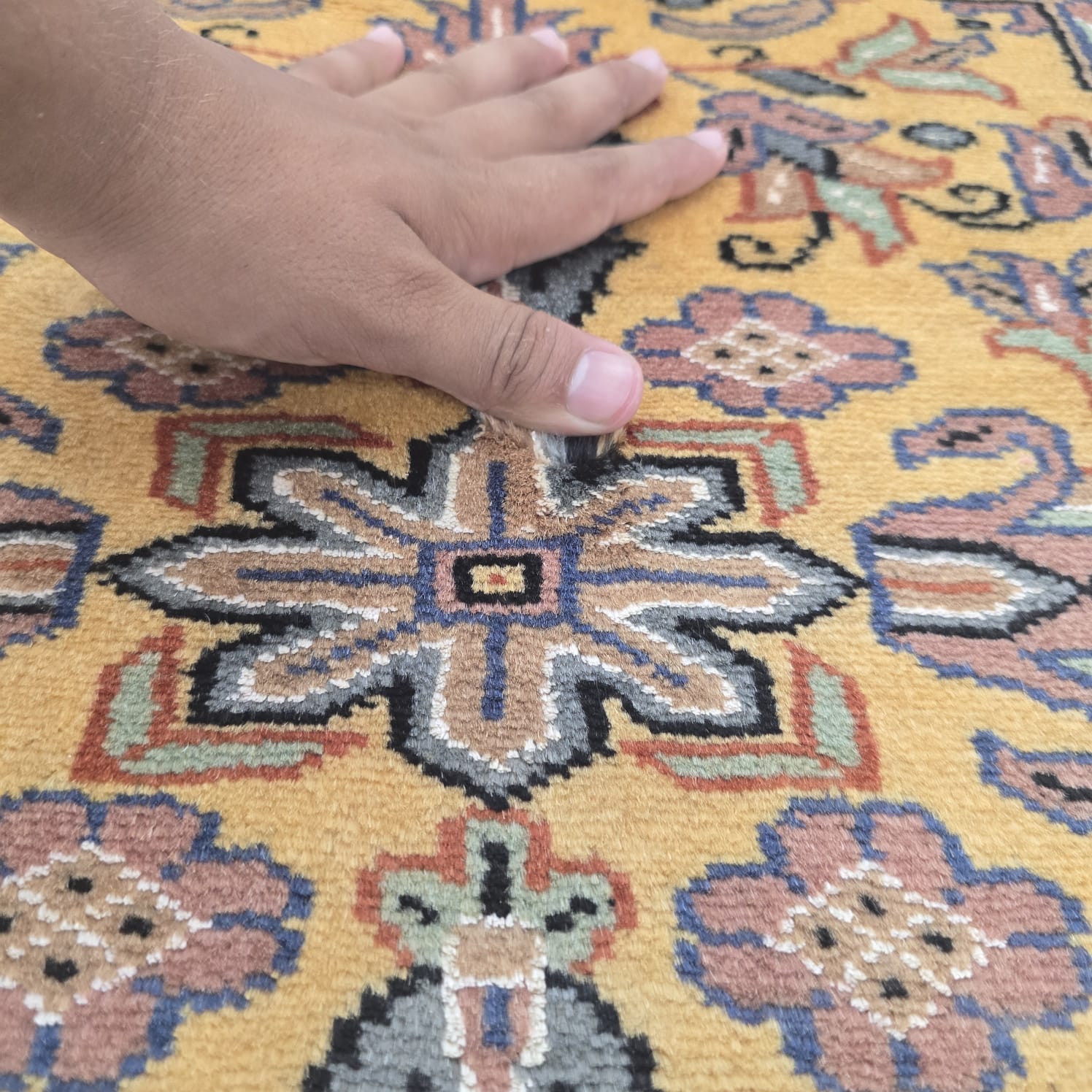 4x6 Copper Handmade Kafkazi Area Rug – Geometric Wool, Cotton & Silk Touch Carpet