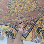 4x6 Copper Handmade Kafkazi Area Rug – Geometric Wool, Cotton & Silk Touch Carpet