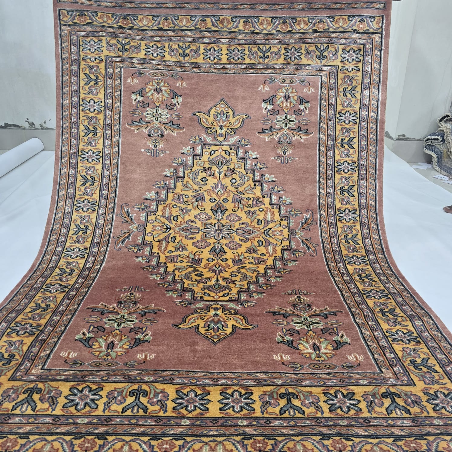 4x6 Copper Handmade Kafkazi Area Rug – Geometric Wool, Cotton & Silk Touch Carpet
