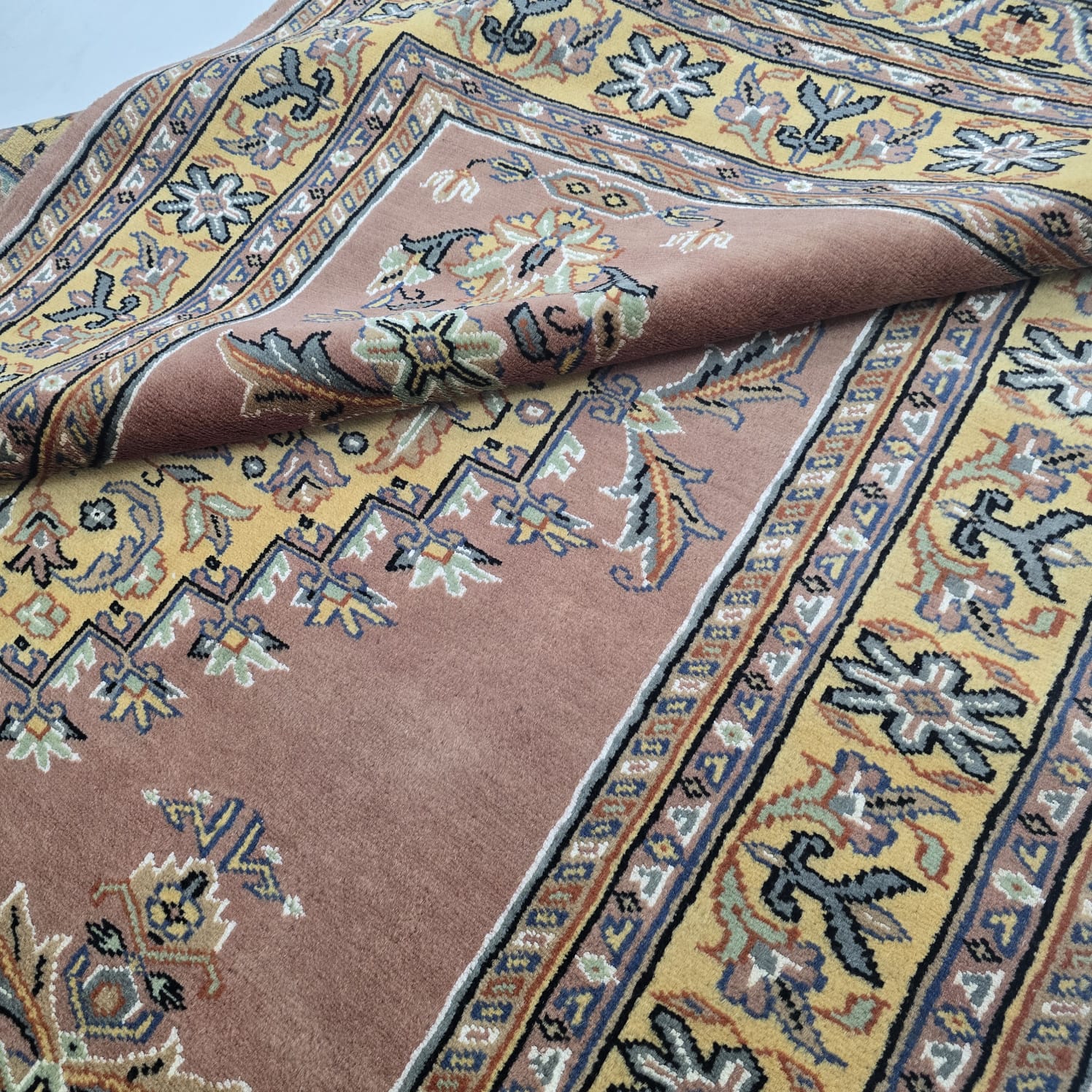 4x6 Copper Handmade Kafkazi Area Rug – Geometric Wool, Cotton & Silk Touch Carpet
