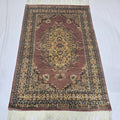 4x6 Handmade Kafkazi Rug - Copper Geometric Wool & Cotton Area Rug | Silk Touch Oriental Carpet