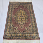 4x6 Handmade Kafkazi Rug - Copper Geometric Wool & Cotton Area Rug | Silk Touch Oriental Carpet