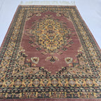 4x6 Handmade Kafkazi Rug - Copper Geometric Wool & Cotton Area Rug | Silk Touch Oriental Carpet