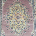 4x6 Handmade Kafkazi Rug - Copper Geometric Wool & Cotton Area Rug | Silk Touch Oriental Carpet