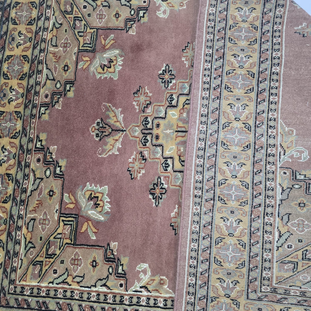 4x6 Handmade Kafkazi Rug - Copper Geometric Wool & Cotton Area Rug | Silk Touch Oriental Carpet