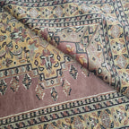 4x6 Handmade Kafkazi Rug - Copper Geometric Wool & Cotton Area Rug | Silk Touch Oriental Carpet