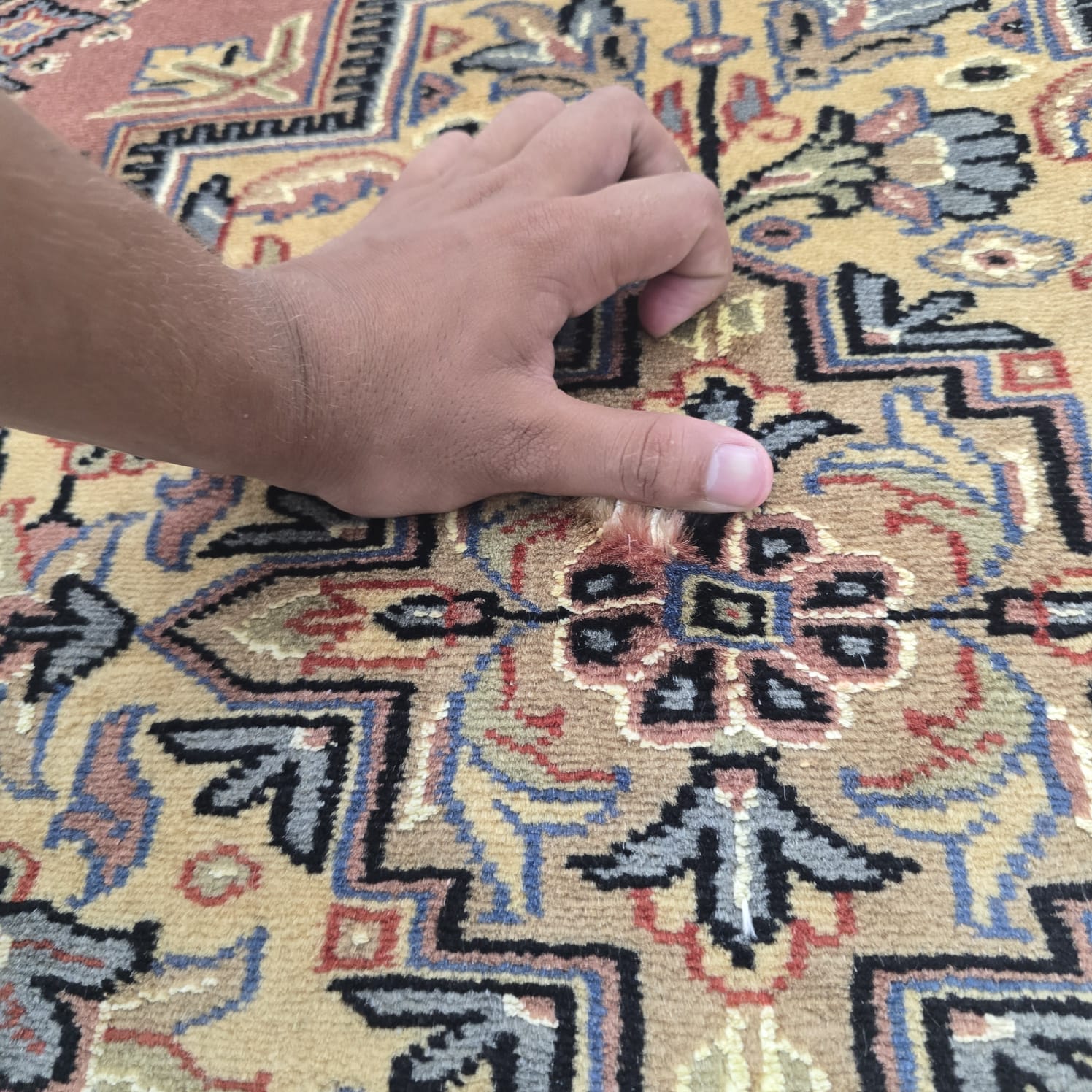 4x6 Copper Color Kafkazi Handmade Rug – Azo Free Geometric Wool, Cotton & Silk Touch Carpet
