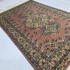 4x6 Copper Color Kafkazi Handmade Rug – Azo Free Geometric Wool, Cotton & Silk Touch Carpet