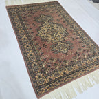 4x6 Copper Color Kafkazi Handmade Rug – Azo Free Geometric Wool, Cotton & Silk Touch Carpet