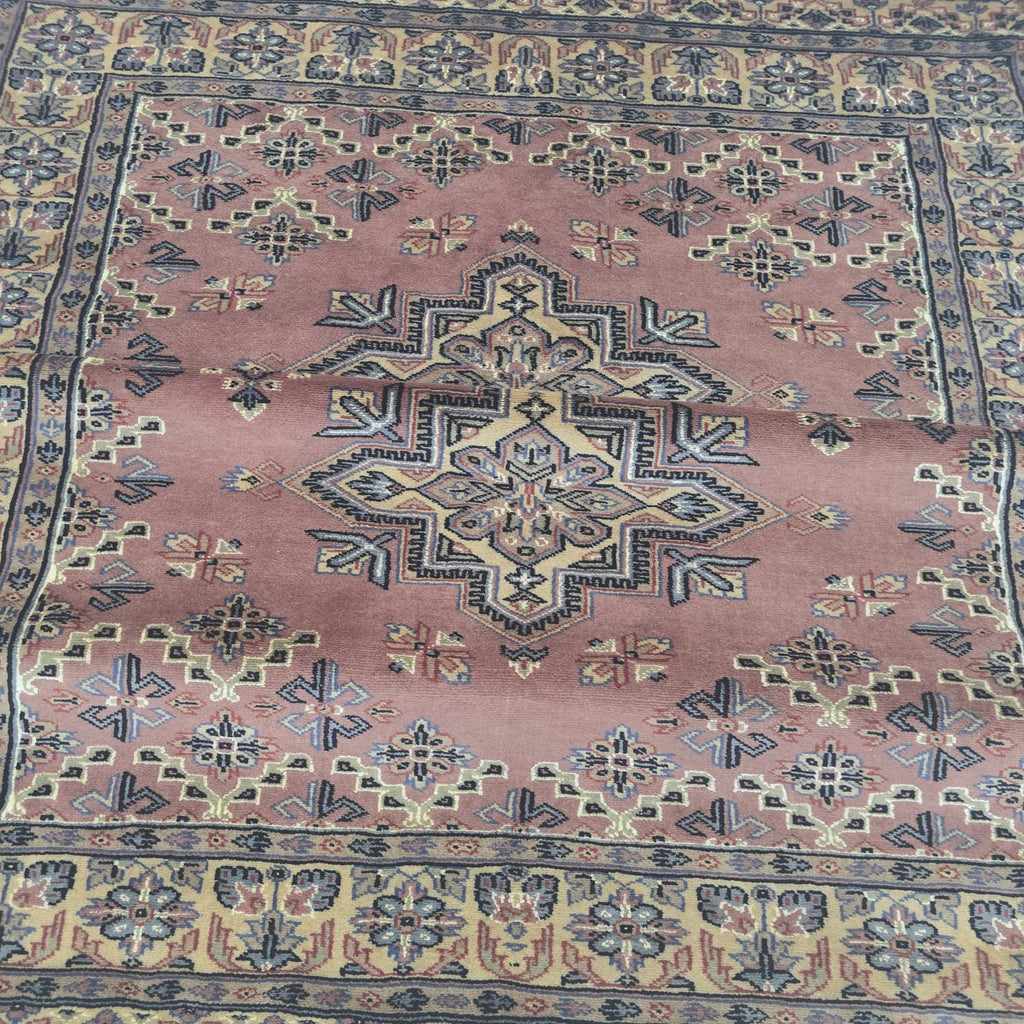 4x6 Copper Color Kafkazi Handmade Rug – Azo Free Geometric Wool, Cotton & Silk Touch Carpet