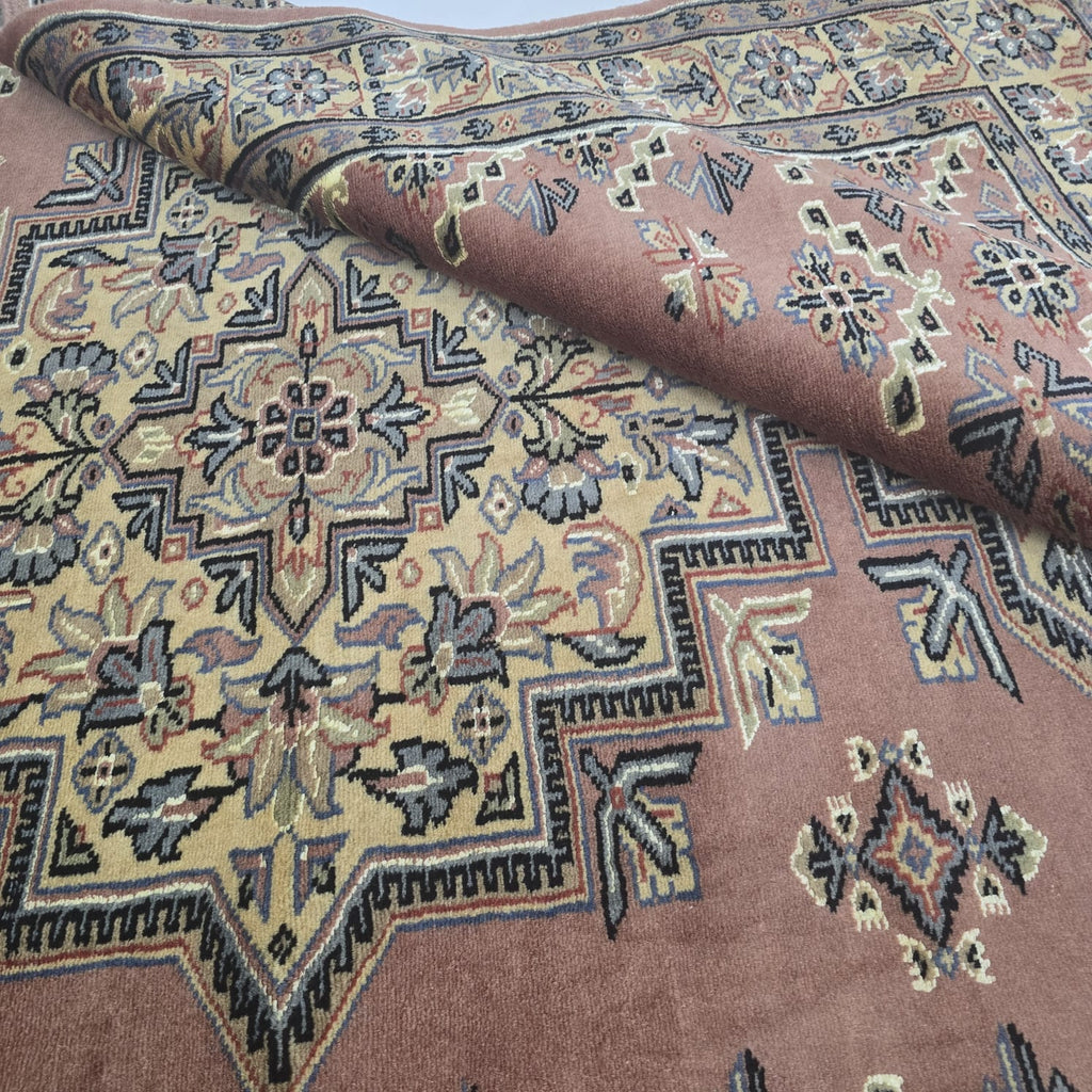 4x6 Copper Color Kafkazi Handmade Rug – Azo Free Geometric Wool, Cotton & Silk Touch Carpet