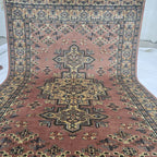 4x6 Copper Color Kafkazi Handmade Rug – Azo Free Geometric Wool, Cotton & Silk Touch Carpet
